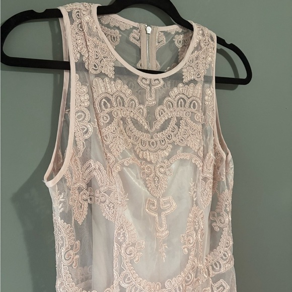 Divided by HM, size 8, light pink sheer mini body con dress with slip, zipper - Picture 2 of 5